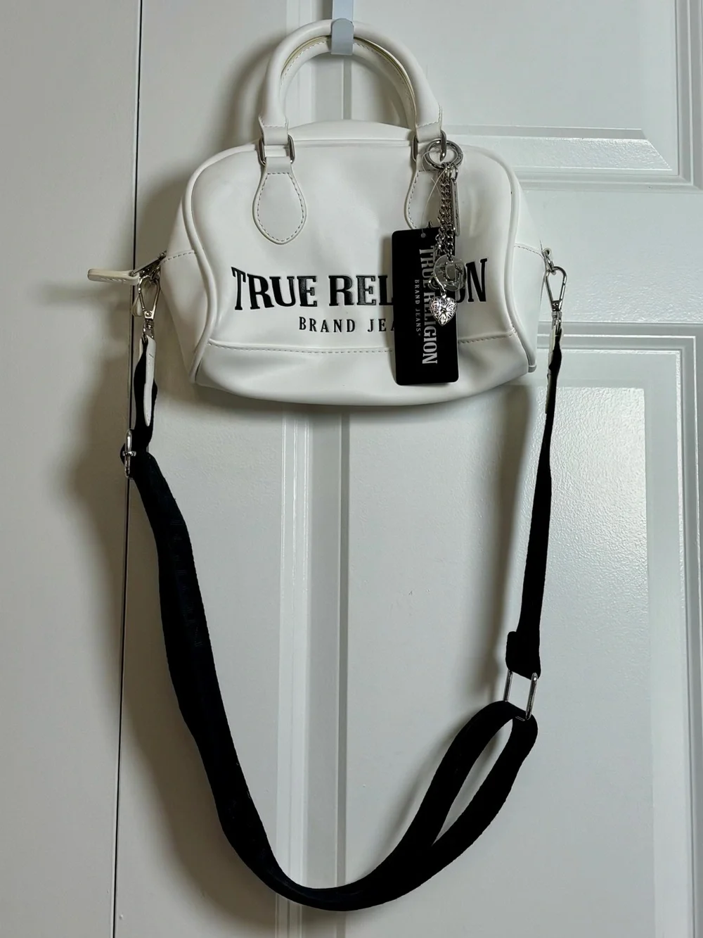 True Religion Bombe Logo Satchel Handbag with Charm